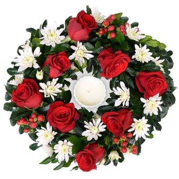 Flowers-Candy Cane Wreath with Candle